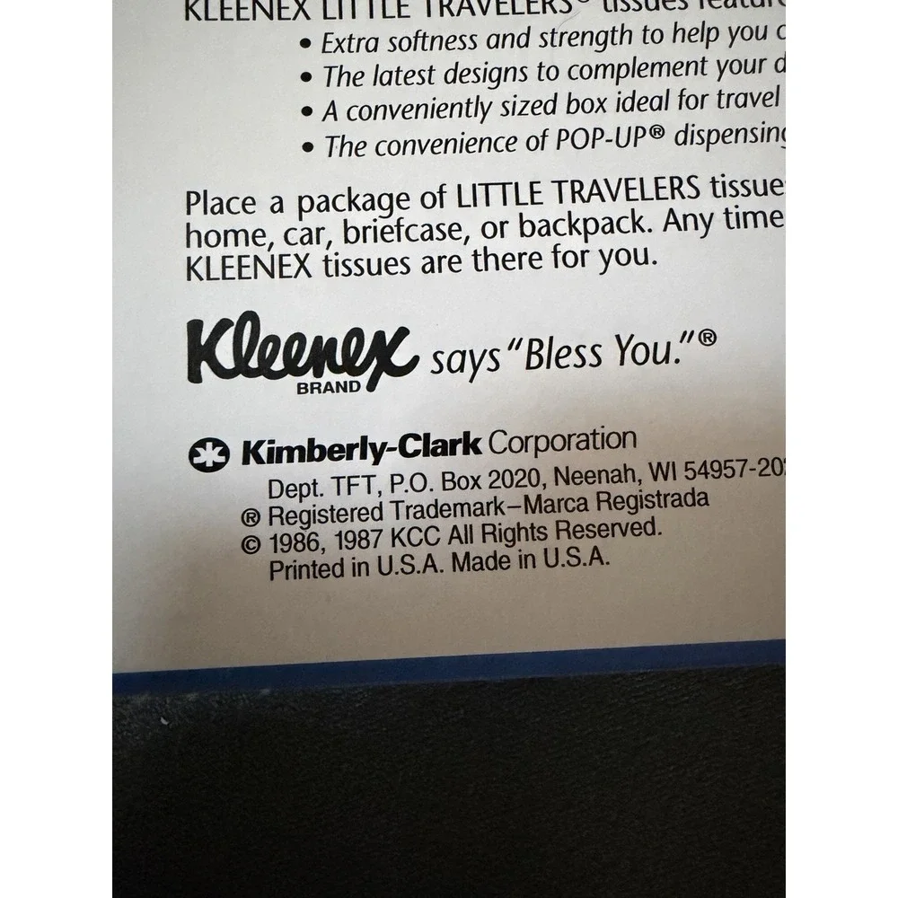Vintage 1992 Kleenex Little Travelers 65 2-Ply Tissues USA Map Box
